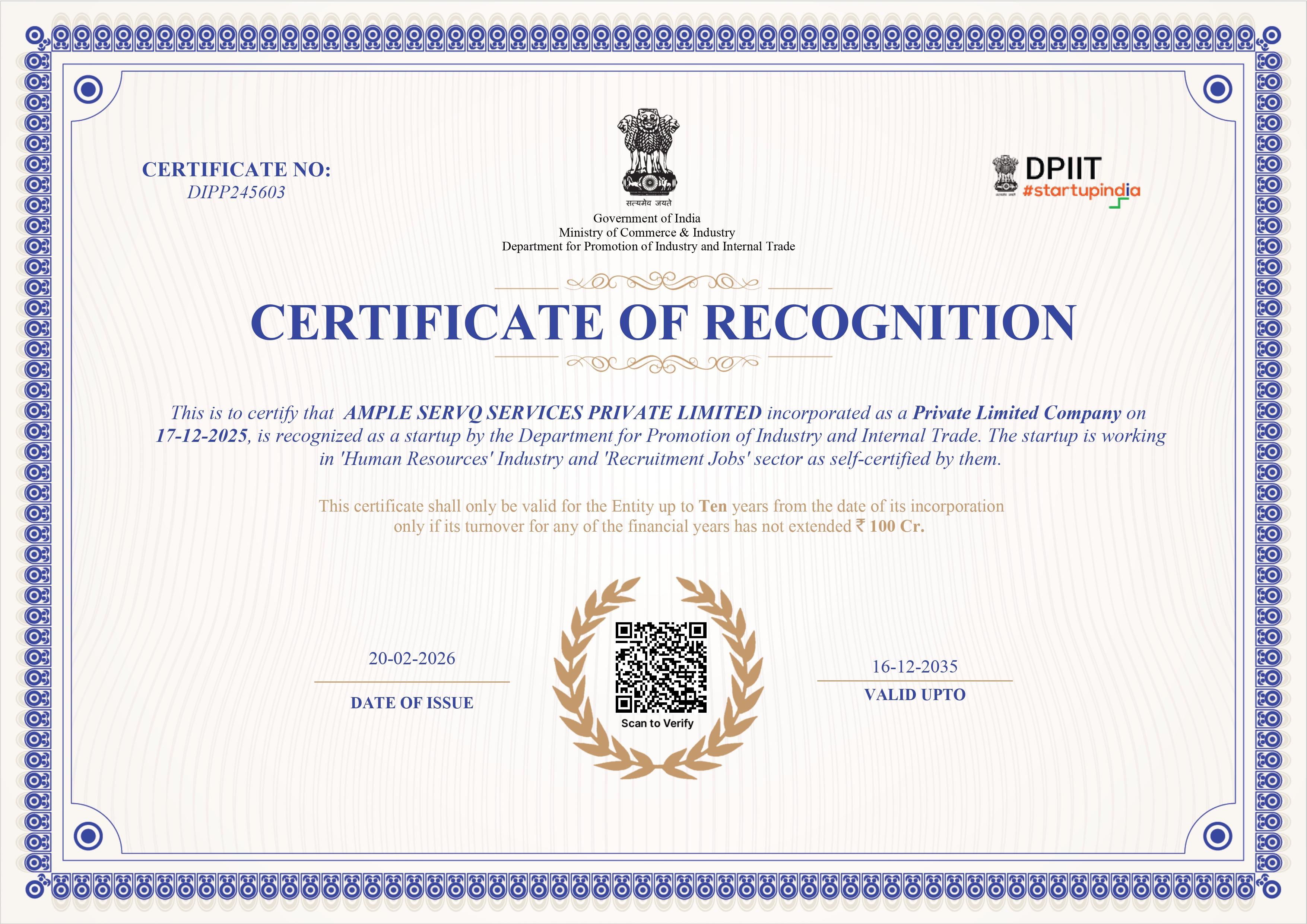 DPIIT Certificate